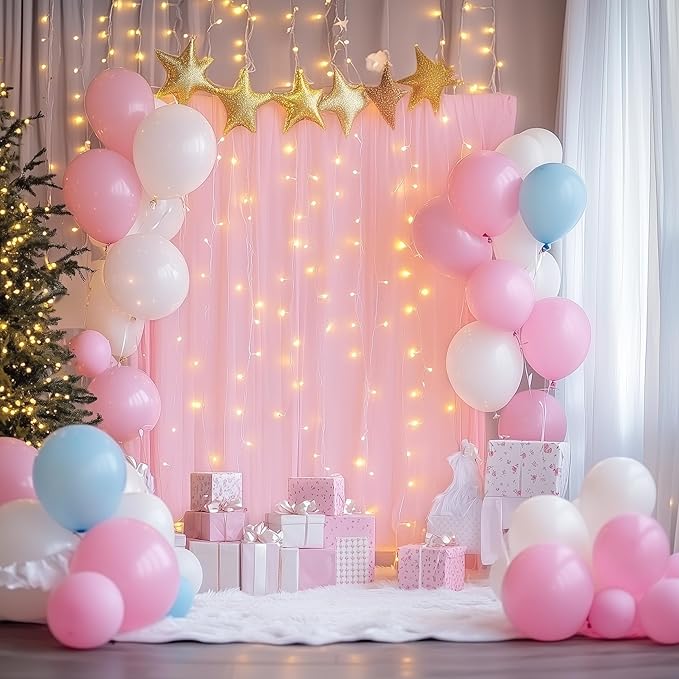 Fomcet Pink Tulle Backdrop Curtains - Image 8