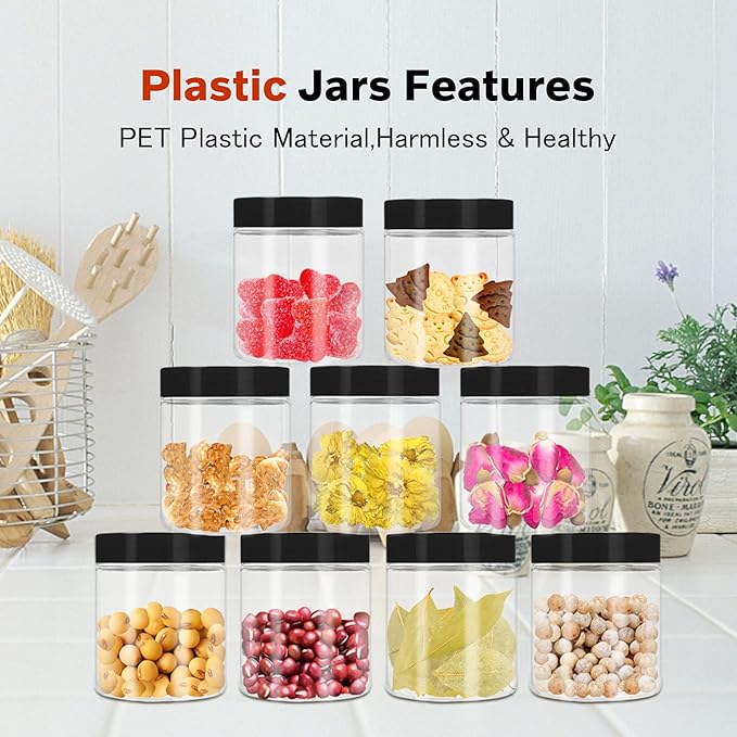 Plastic Jars with Lids 48 Pcs 8 oz & 3.4 oz Clear Plastic Slime Storage Jars - Image 4