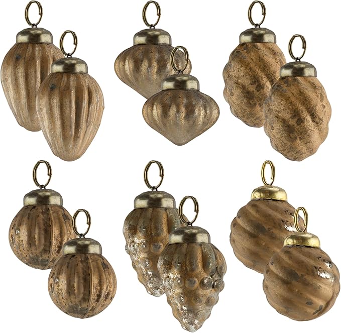 AuldHome Mercury Glass Finial Ornaments; Distressed Metal Antique Style by AuldHomeDesign