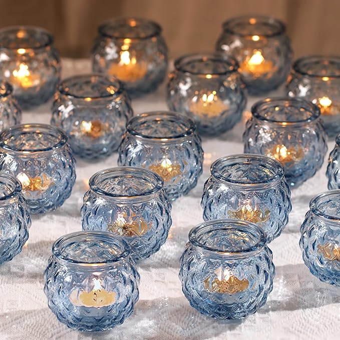 DARJEN 48Pcs Blue Round Candle Holders by DARJEN