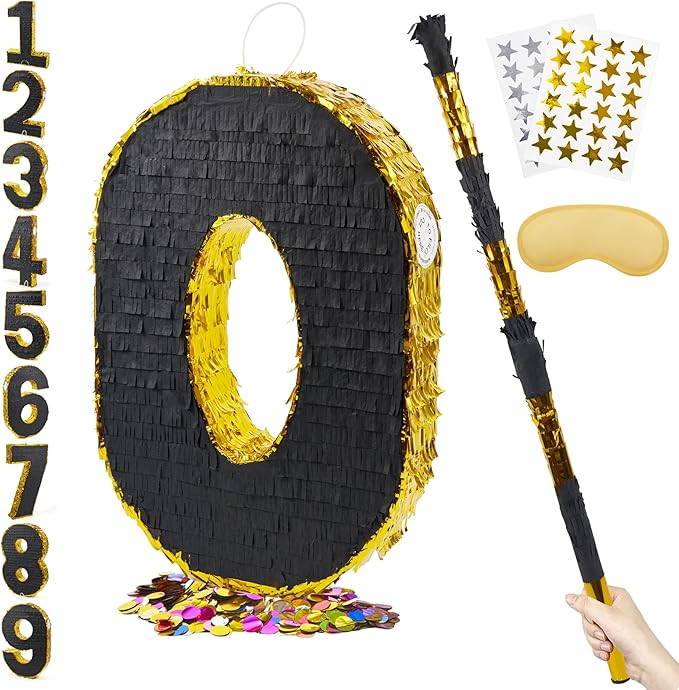 PCFING 20 Inch Number 0 Piñata Gold Black by PCFING