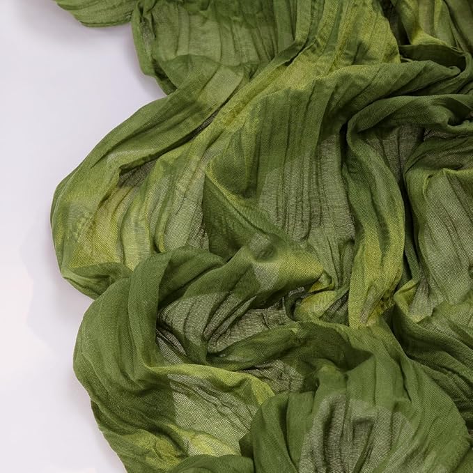 Olive Green Cheesecloth Table Runner Fall Table Runner Boho Gauze 120 Inches - Image 3