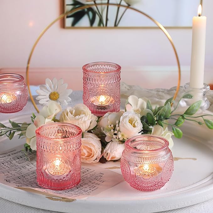 DARJEN 12Pcs Pink Votive Candle Holders - Image 3