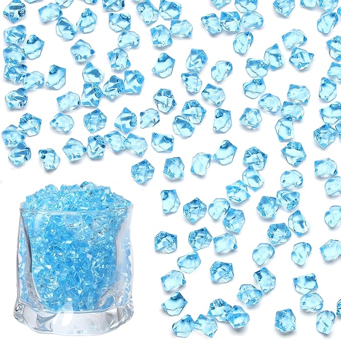 LAIDANLA 500PCS Sky Blue Acrylic Gems Fake Ice Cubes Vase Fillers Blue Plastic - Image 7