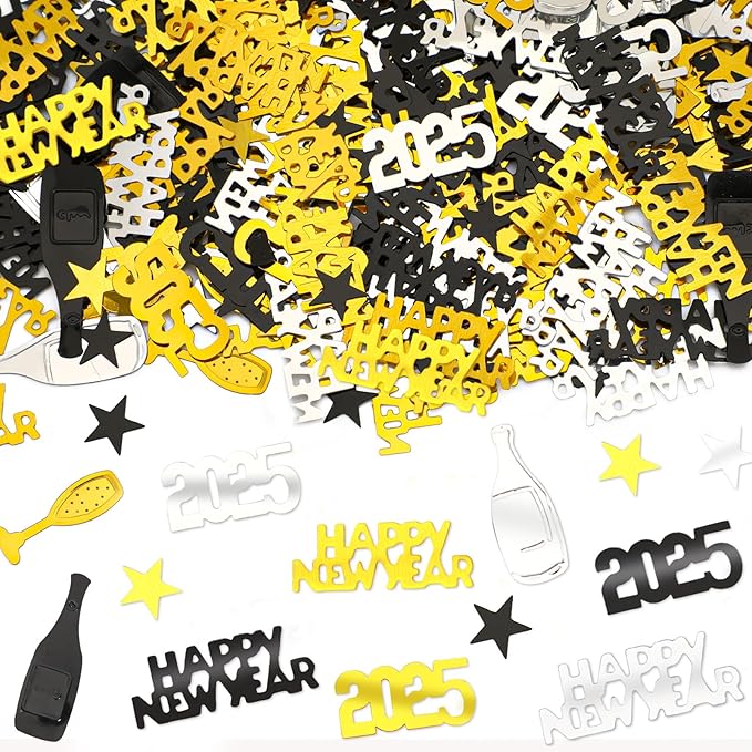 MARFOREVER 2026 New Years Confetti, New Year Eve Party Confetti Black Gold by MARFOREVER