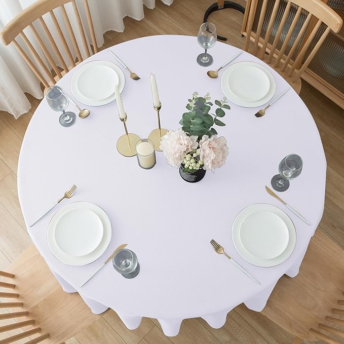 Biscaynebay Textured Fabric Round Tablecloths 108", Wedding and Parties etc. - Image 7