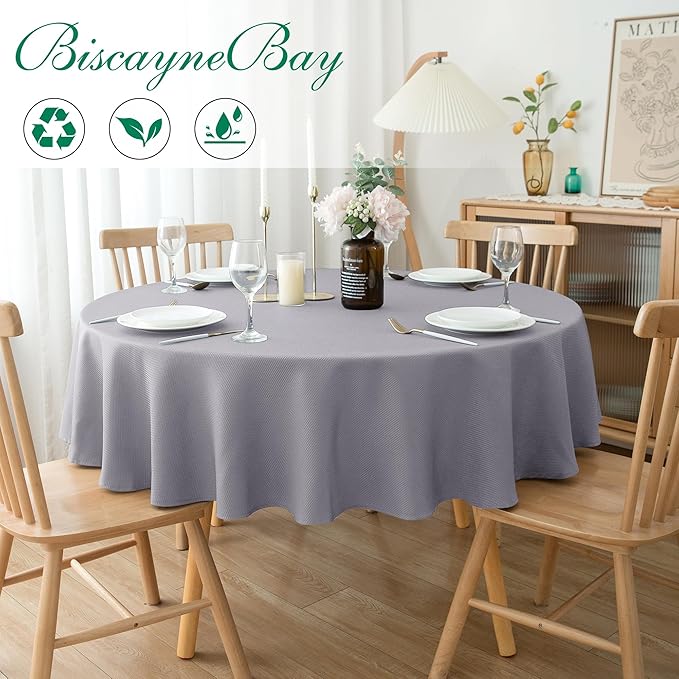 Biscaynebay Textured Fabric Round Tablecloths 60", Wedding & Parties, etc - Image 2