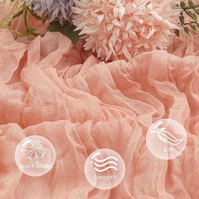 6 Pack Peach Cheesecloth Table Runner 10ft Boho Gauze Fabric Cheese Cloth Table - Image 4