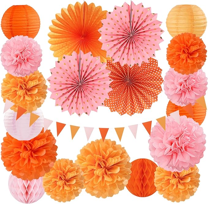 Pink-Orange Groovy Party-Decorations by Burgleda