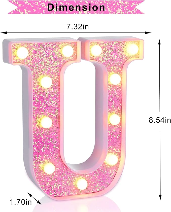 Foaky Pink Light up Letters，Pink Party Decorations, Girls Room Decor, Glitter - Image 5