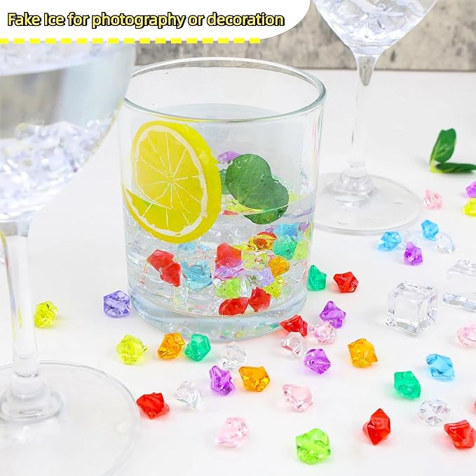 YATOJUZI 500pcs Fake Ice Cubes Yellow Acrylic Crushed Rocks Vase Fillers - Image 5