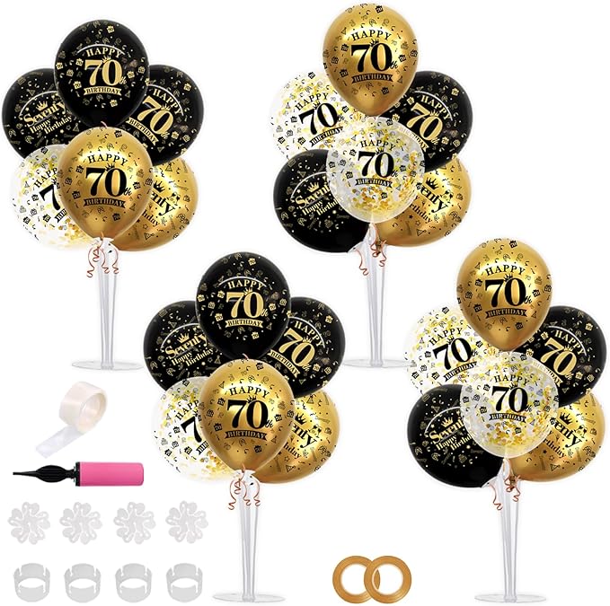 TONIFUL 4 Set Black Gold Balloon Stand Kit by TONIFUL