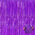 6 Pack Purple Foil Fringe Curtain Backdrop, 3.28Ft x 8.2Ft Metallic Tinsel Foil by Ferwzsr