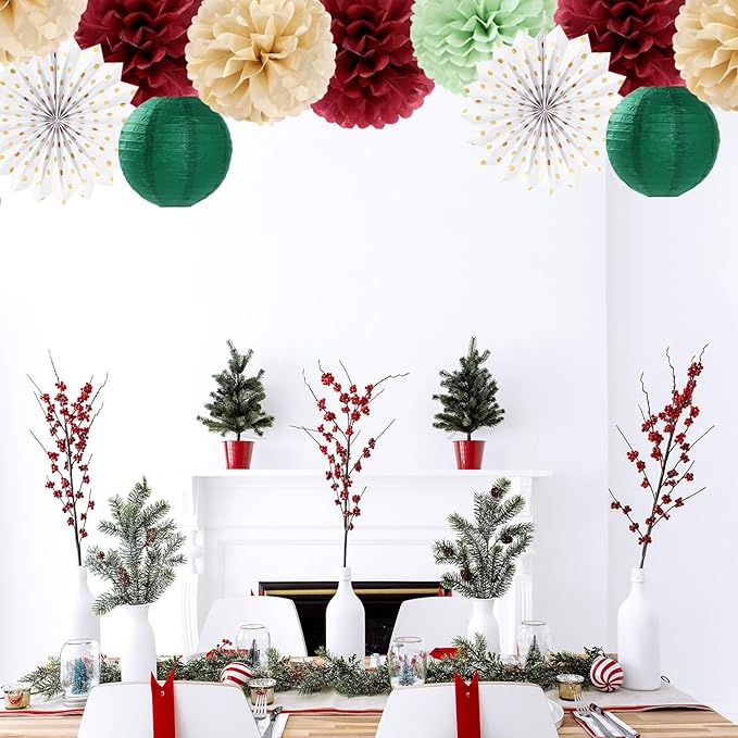 Sage-Olive Green Burgundy-Champagne Boho Party-Decorations - Image 4
