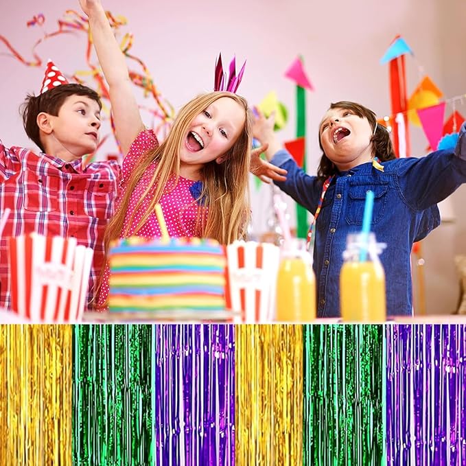 4P Metallic Foil Fringe Tinsel Table Skirts - Image 5