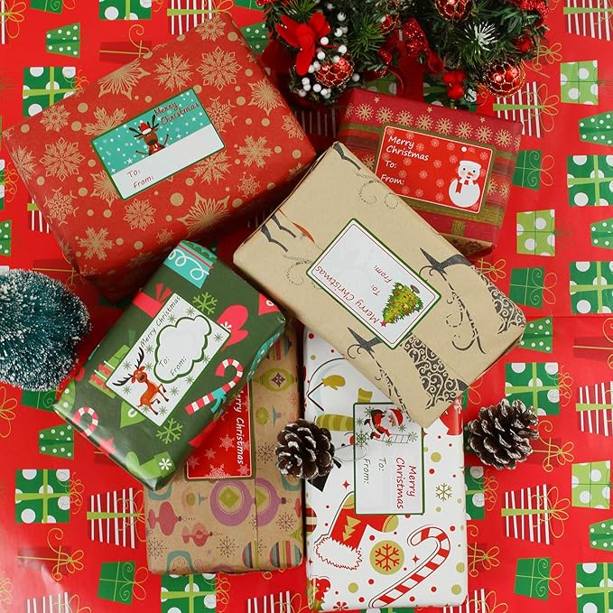 Elcoho 300 Pieces Christmas Self Adhesive Gift Tag Self Stick Stickers Gift - Image 7