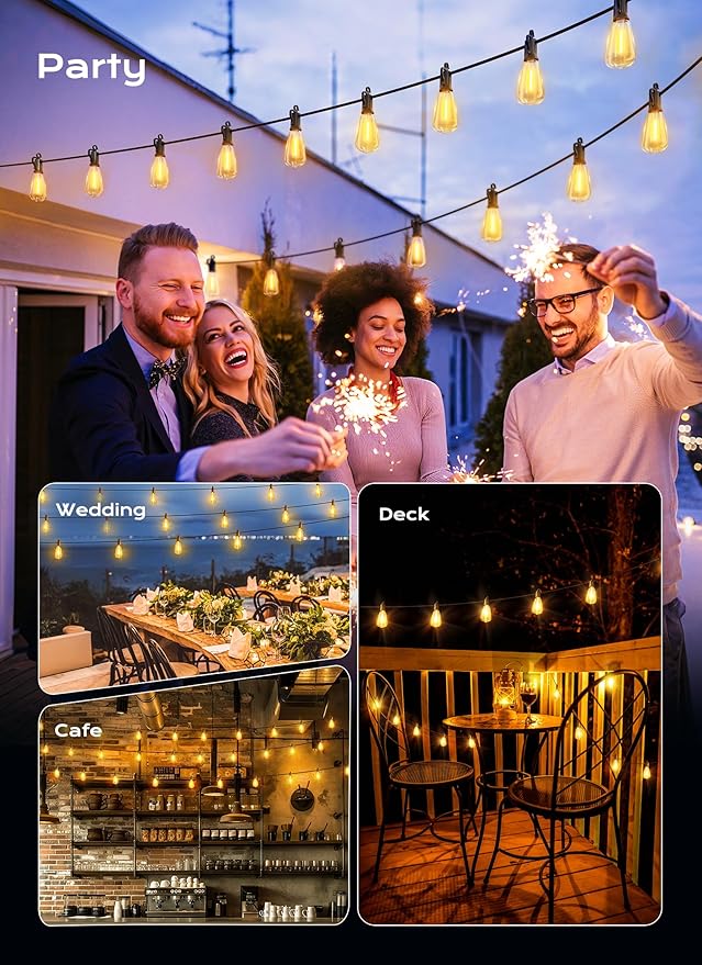 Brightown Outdoor String Lights, 50FT 18+1 LED ST38 LED Patio Lights - Image 6