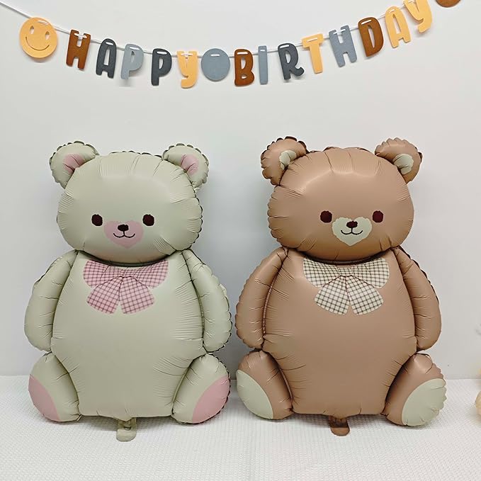 Matte teddy bear balloons Decorations 2PCS Foil Mylar Balloons Little Bear - Image 3