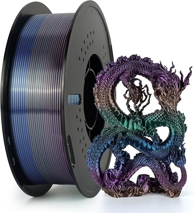 Kingroon Silk PLA Filament 1.75mm Rainbow Color Changing Filament 3D Printer by PrintsPerfectAlways