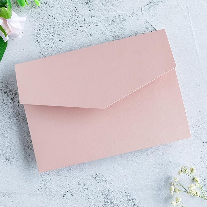 20 PCS Blush Pink Tri-fold Laser Cut Wedding Invitation Pockets - Image 7