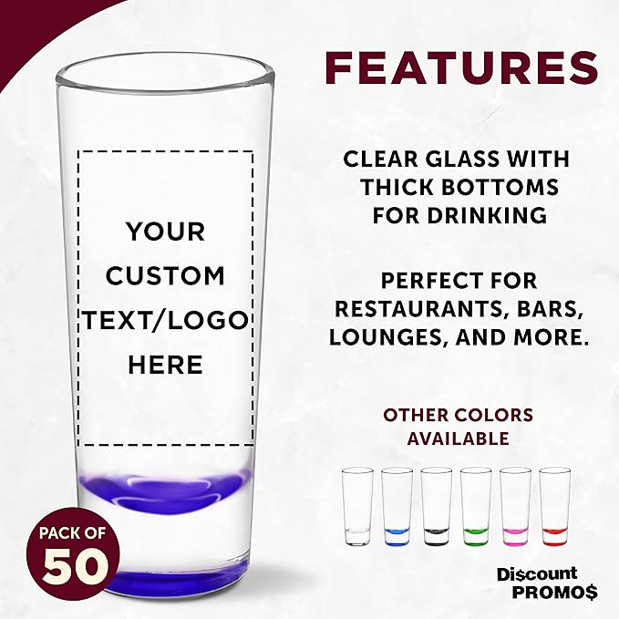 Custom Cordial Shooter Shot Glasses 2 oz. Set of 50, Personalized Bulk Pack - Image 2