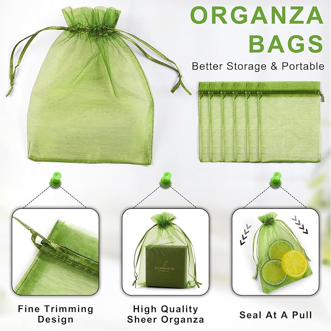 ANZNKU 100 Pack Green Organza Bags 4 x 6 inch Premium Sheer Drawstring Small - Image 5