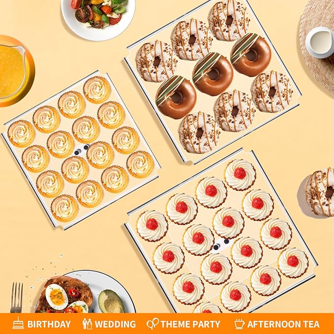 3 Tiered Serving Tray Set for Entertaining, Acrylic Dessert Table Display Set - Image 5