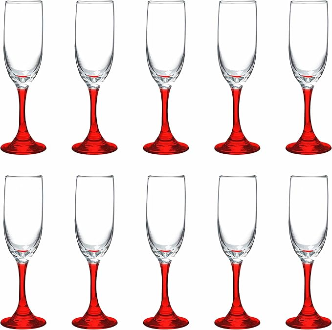 DISCOUNT PROMOS Premiere Champagne Flutes 6.25 oz. Set of 10, Bulk Pack by DISCOUNTPROMOS
