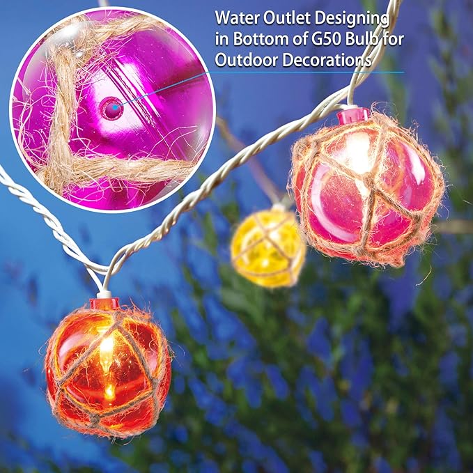 Nautical Fishing Float String Lights, Beach Themed Buoy Lights Set of 10 - Image 5