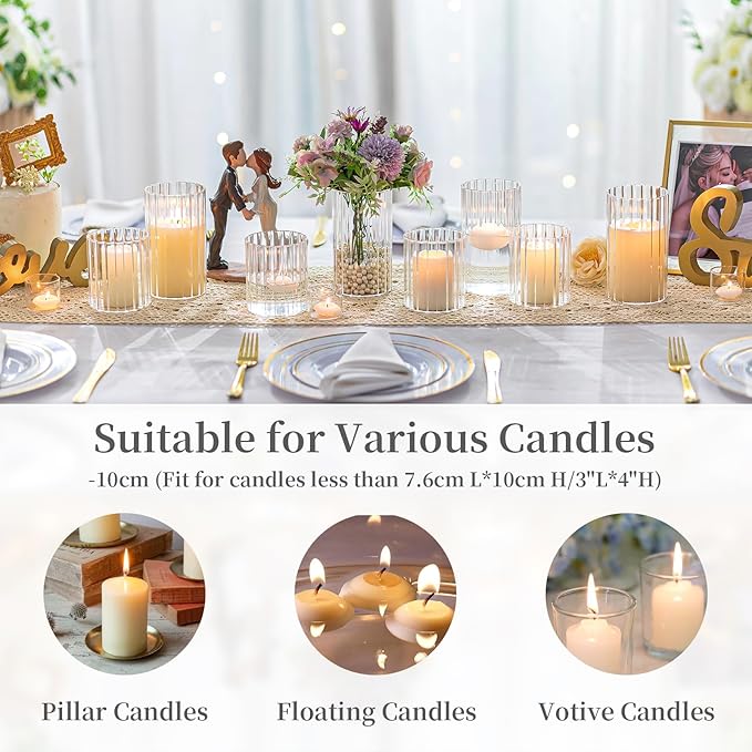 Hewory 24PCS Small Glass Hurricane Candle Holders Bulk - Image 6