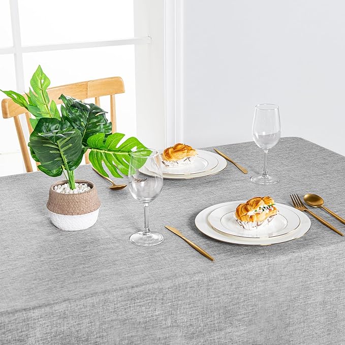 Hiasan 2 Pack Faux Linen Rectangle Tablecloth - Image 3