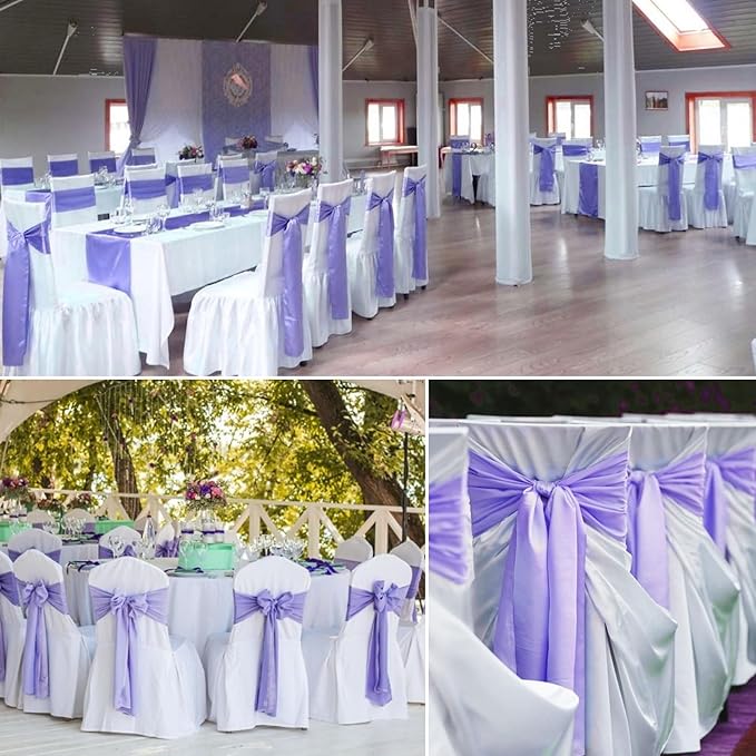 100 PCS Satin Chair Sashes Decorative Bow Chair Sashes Ties Back Ribbon Bows - Image 5