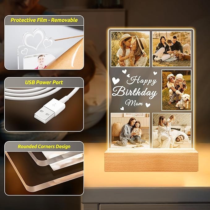 Personalized Birthday Gifts for Mom from Daughter Son, Custom Collage Picture - Image 5