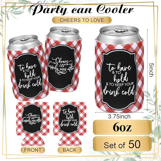 50 Pieces I Do BBQ Party Decorations Wedding Can Cooler Sleeves Bulk BBQ Party - Image 6