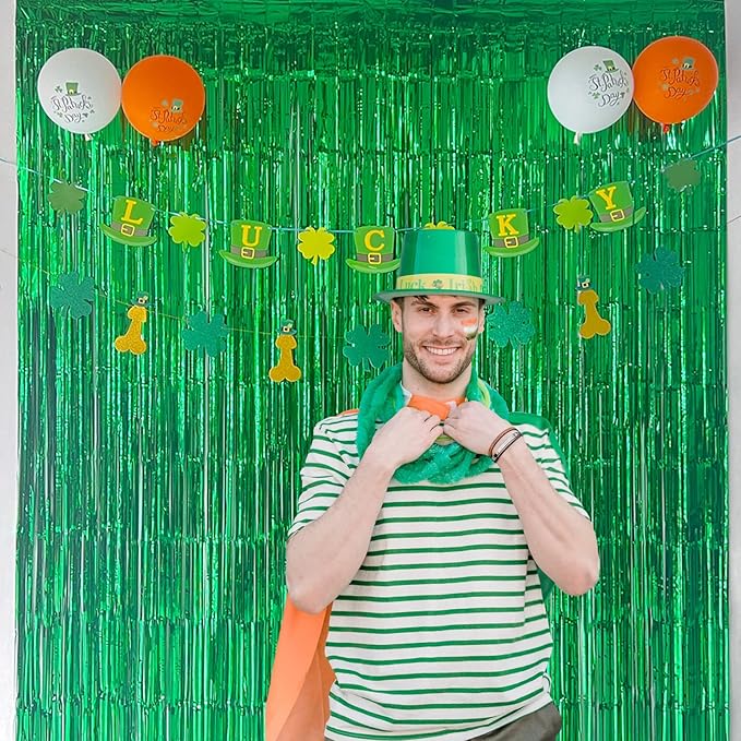 Melsan St Patricks Day Decorations, Tinsel Foil Fringe Curtains - Image 7