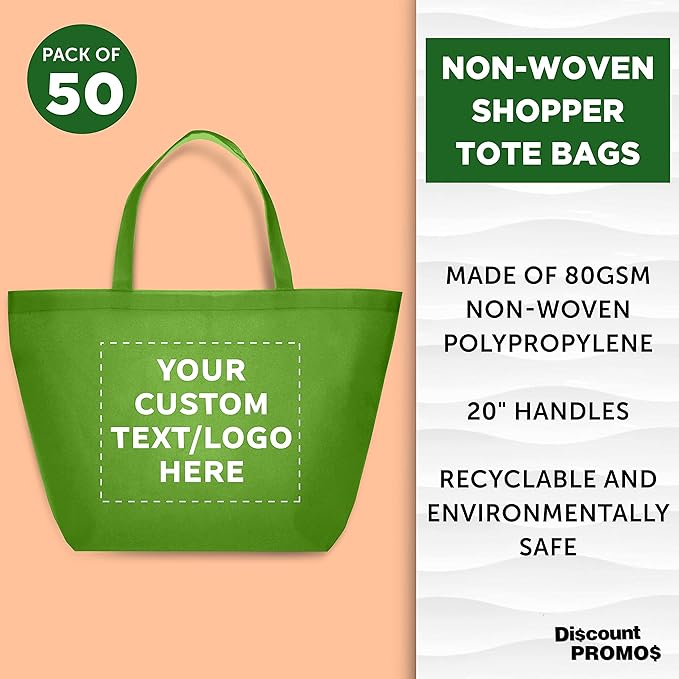 DISCOUNT PROMOS Custom Southern Style Grocery Tote Bags Set of 50 - Image 3