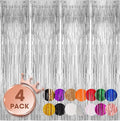 4 Pack Silver Foil Fringe Backdrop Curtains, Tinsel Streamers Birthday Party by Voircoloria
