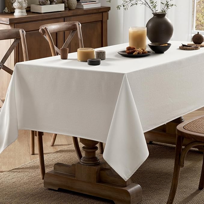 MIULEE White Linen Tablecloth 60x84 Inch Rectangle Table Cloth Waterproof - Image 5