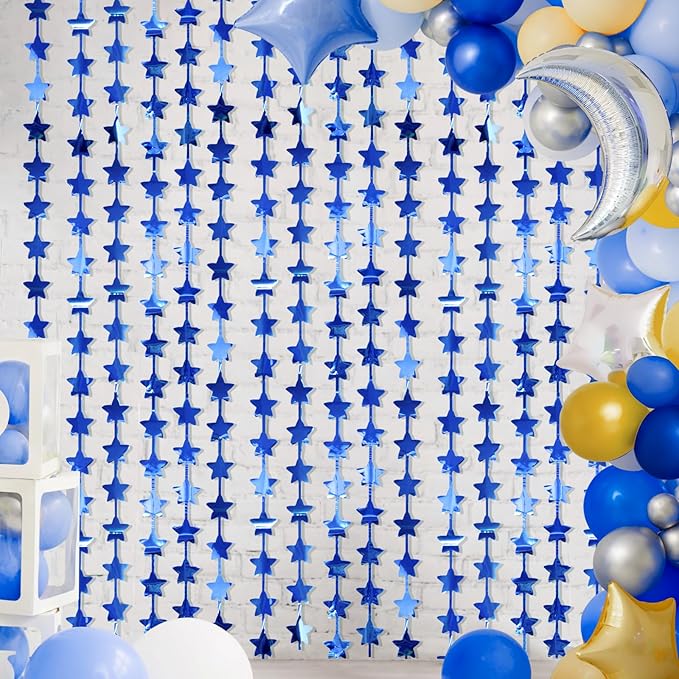 LOLStar 2Pack Blue Happy Birthday Party Decorations 3.3X6.6ft Each Navy Star - Image 4