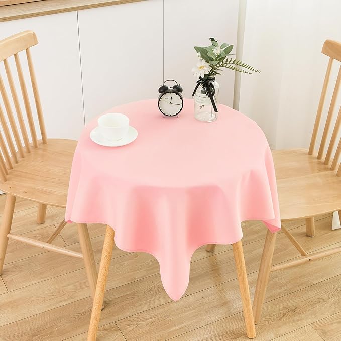 2 Pack Small Square Table Cloth 36X36 Inch Pink Tablecloth Washable Polyester - Image 2