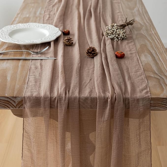 Cheesecloth Table Runner Nude Gauze Rustic Boho Coffee Cheese Cloth 120 Inch 10 - Image 5
