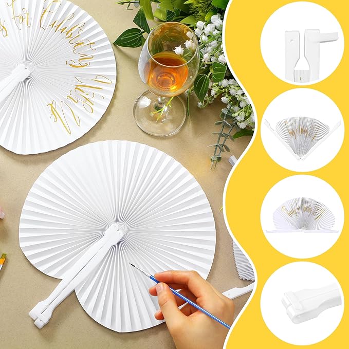 120 Pieces Paper Hand Held Fan Bulk Paper Folding Fans - Image 6