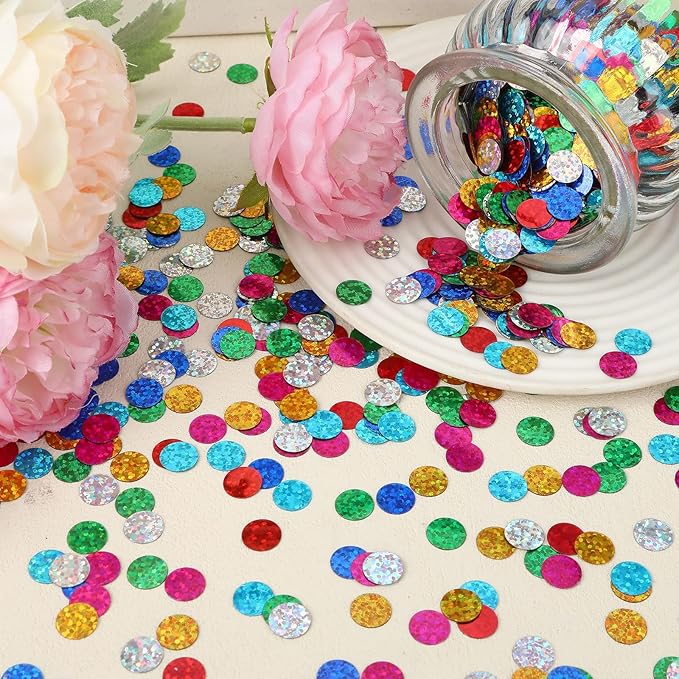 MARFOREVER Multicolor Sparkle Foil Confetti, Glitter Round Confetti Birthday - Image 7