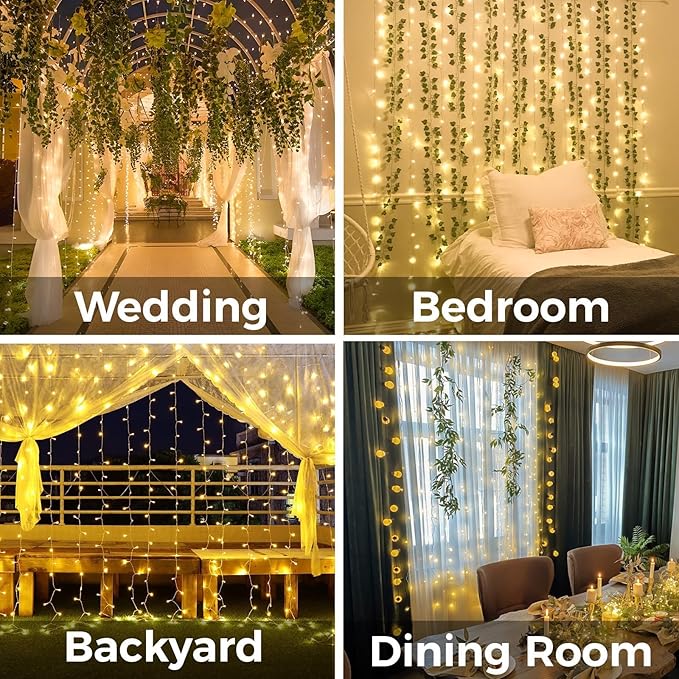suddus Curtain Lights for Bedroom, 200 Led Hanging String Light Outdoor - Image 4