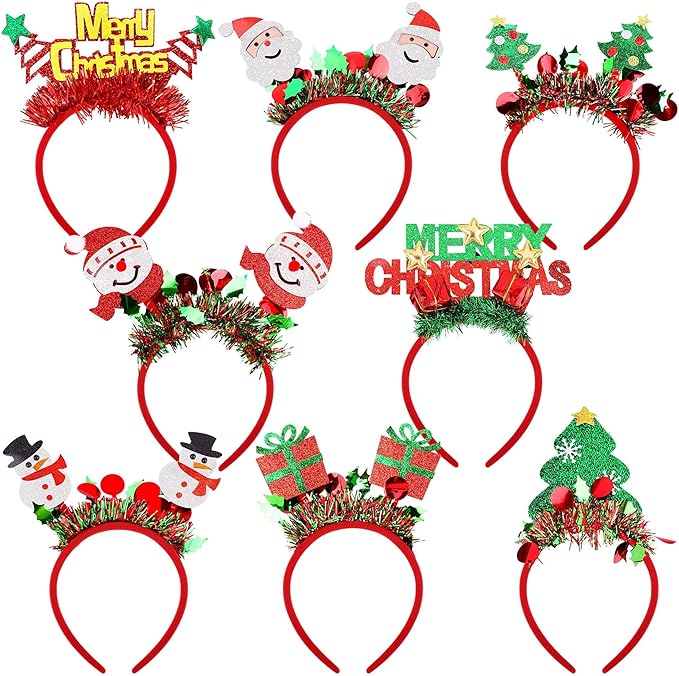 Aodaer 8 Pack Christmas Headbands Glitter Xmas Headband Costume Headwear by Aodaer