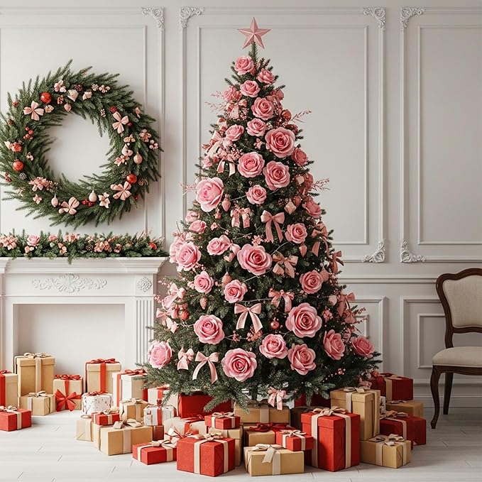 Auihiay 60PCS Pink Roses, Artificial Roses, Velvet Silk Fake Roses, Realistic - Image 7