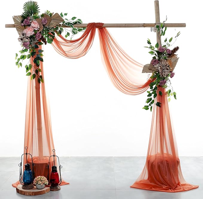 VDS Pack of 4 Panel Wedding Arch Draping Fabric Sheer Chiffon Fabric Drapery - Image 2