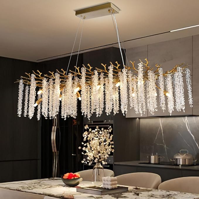YUYI Modern Crystal Chandelier, 47.2" Gold Tree Branch Chandeliers - Image 2