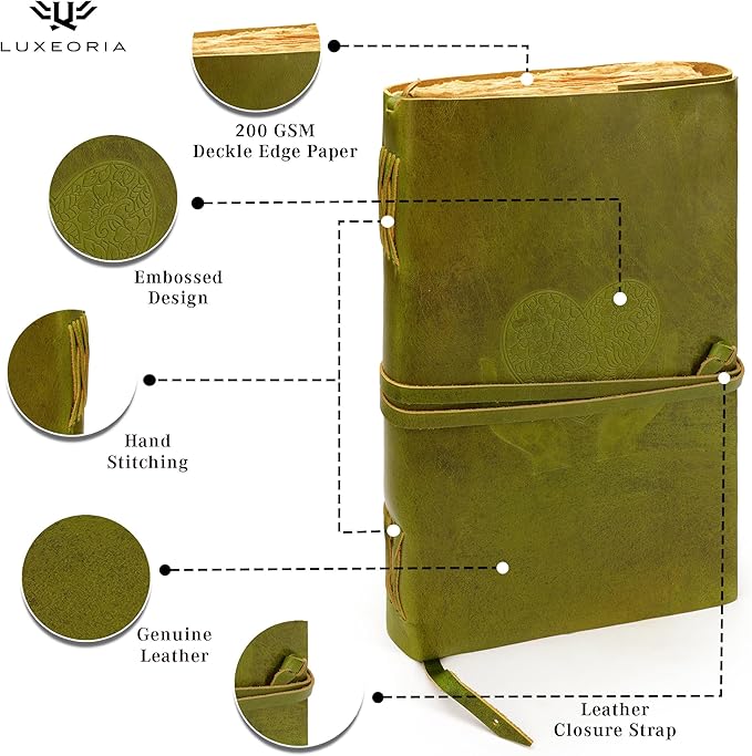 LUXEORIA Heart Journal for Women and Men, Handcrafted Leather Journal for - Image 5