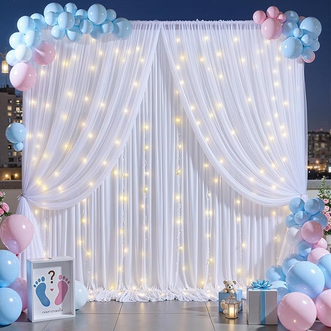 White Tulle Backdrop Curtain for Wedding Parties, 10ft x 10ft Wrinkle Free - Image 3